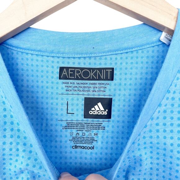 Adidas Aeroknit Climacool Blue Short Sleeve T Shirt Sz L - Picture 3 of 4